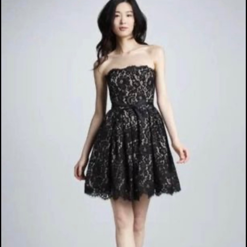 Black Lace Strapless Dress